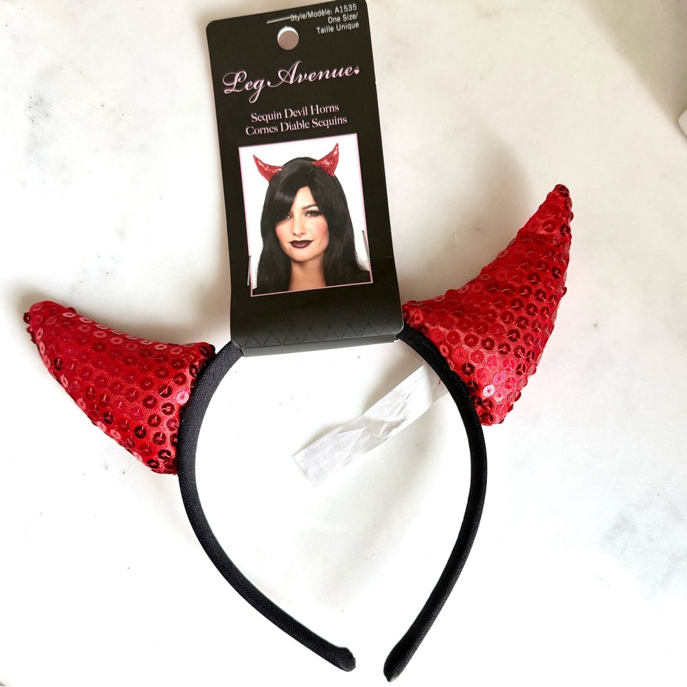 NWT Leg Avenue Sequin Devil Horns Headband Halloween Costume